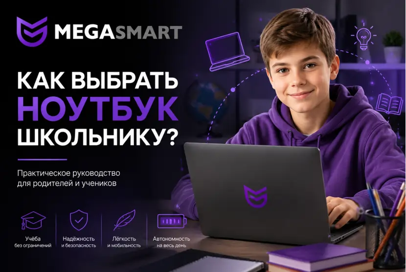 Как выбрать ноутбук школьнику в 2026 году: советы родителям | MEGAsmart Как выбрать ноутбук школьнику в 2026 году: советы родителям | MEGAsmart