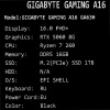 16" Ноутбук GIGABYTE GAMING A16 3VH черный