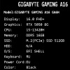 16" Ноутбук GIGABYTE GAMING A16 CTH черный