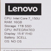 15.6" Ноутбук Lenovo IdeaPad Slim 3 15IRU9 серый